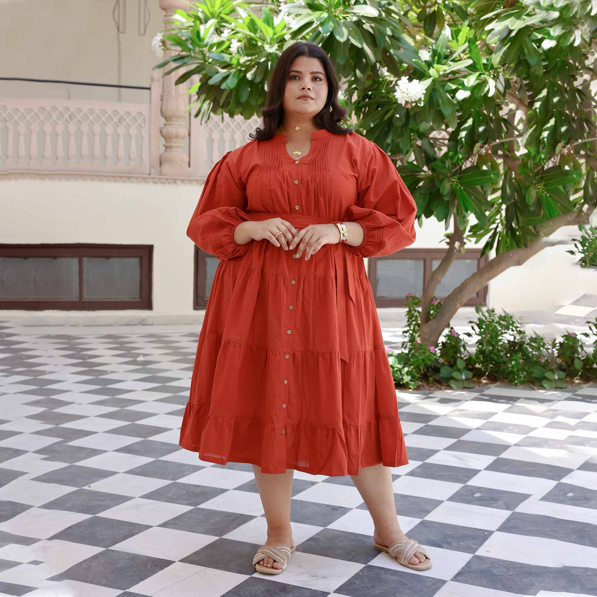 Burnt Amburn Cotton Dress