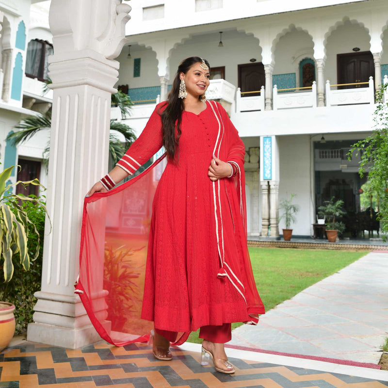 Ruby Chikankari Affair Georgette Anarkali
