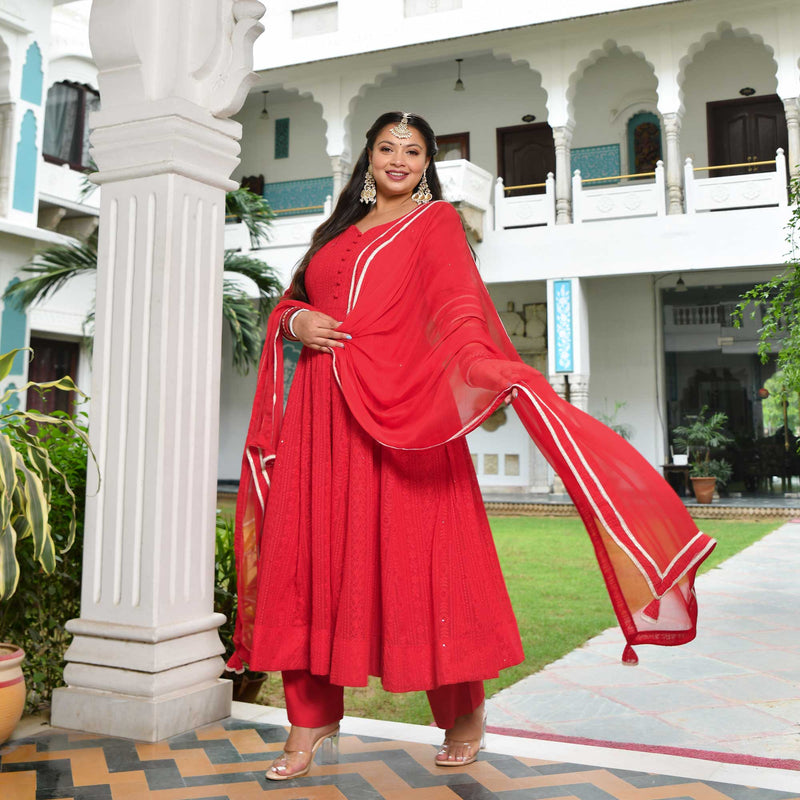 Ruby Chikankari Affair Georgette Anarkali
