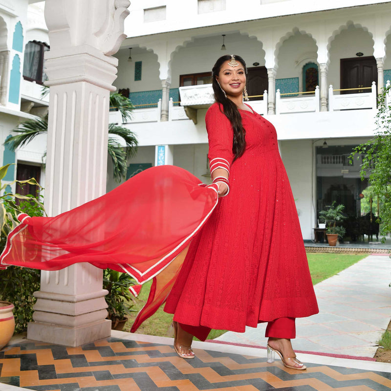 Ruby Chikankari Affair Georgette Anarkali