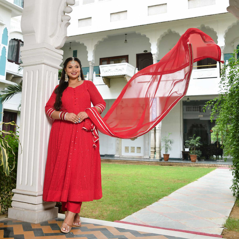 Ruby Chikankari Affair Georgette Anarkali