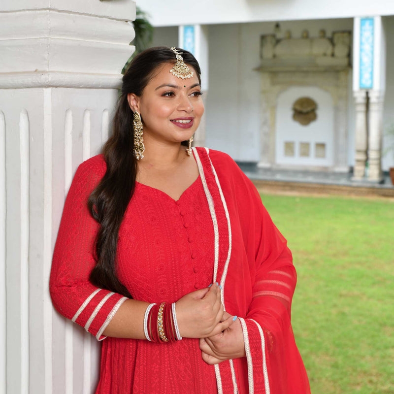 Ruby Chikankari Affair Georgette Anarkali