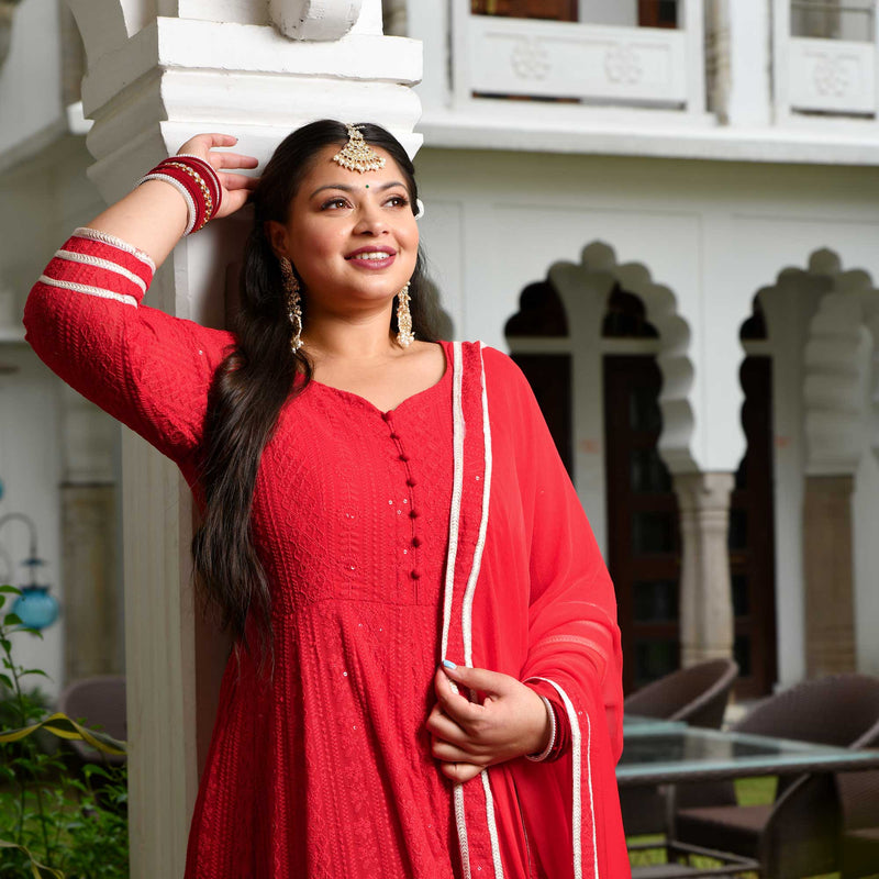 Ruby Chikankari Affair Georgette Anarkali