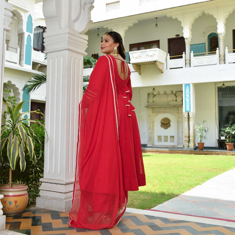 Ruby Chikankari Affair Georgette Anarkali