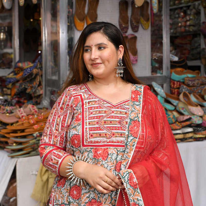 Gulabon ka Jalsa Handblock Cotton Suit Set