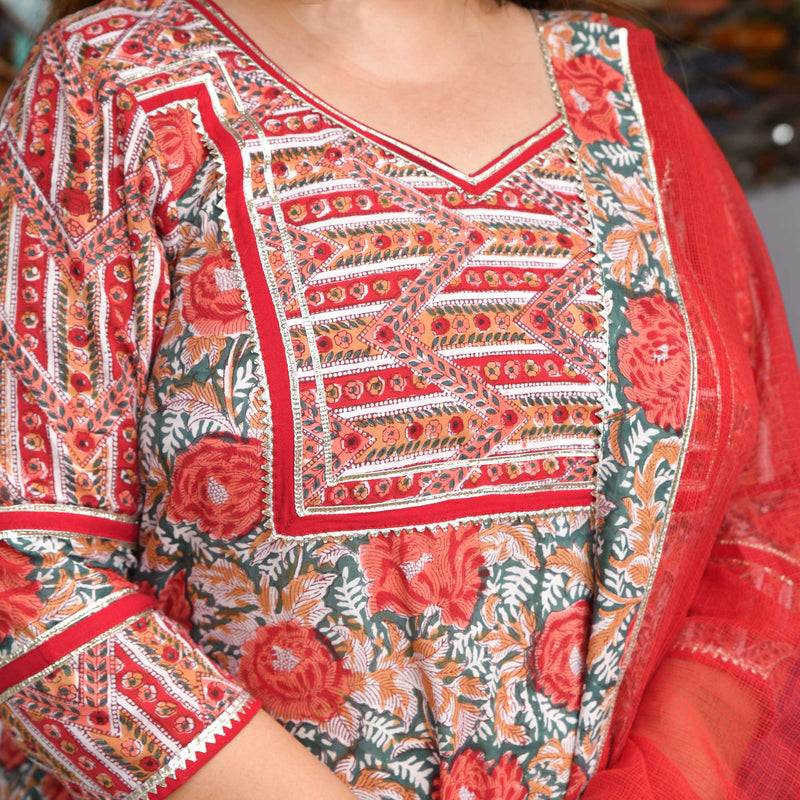 Gulabon ka Jalsa Handblock Cotton Suit Set