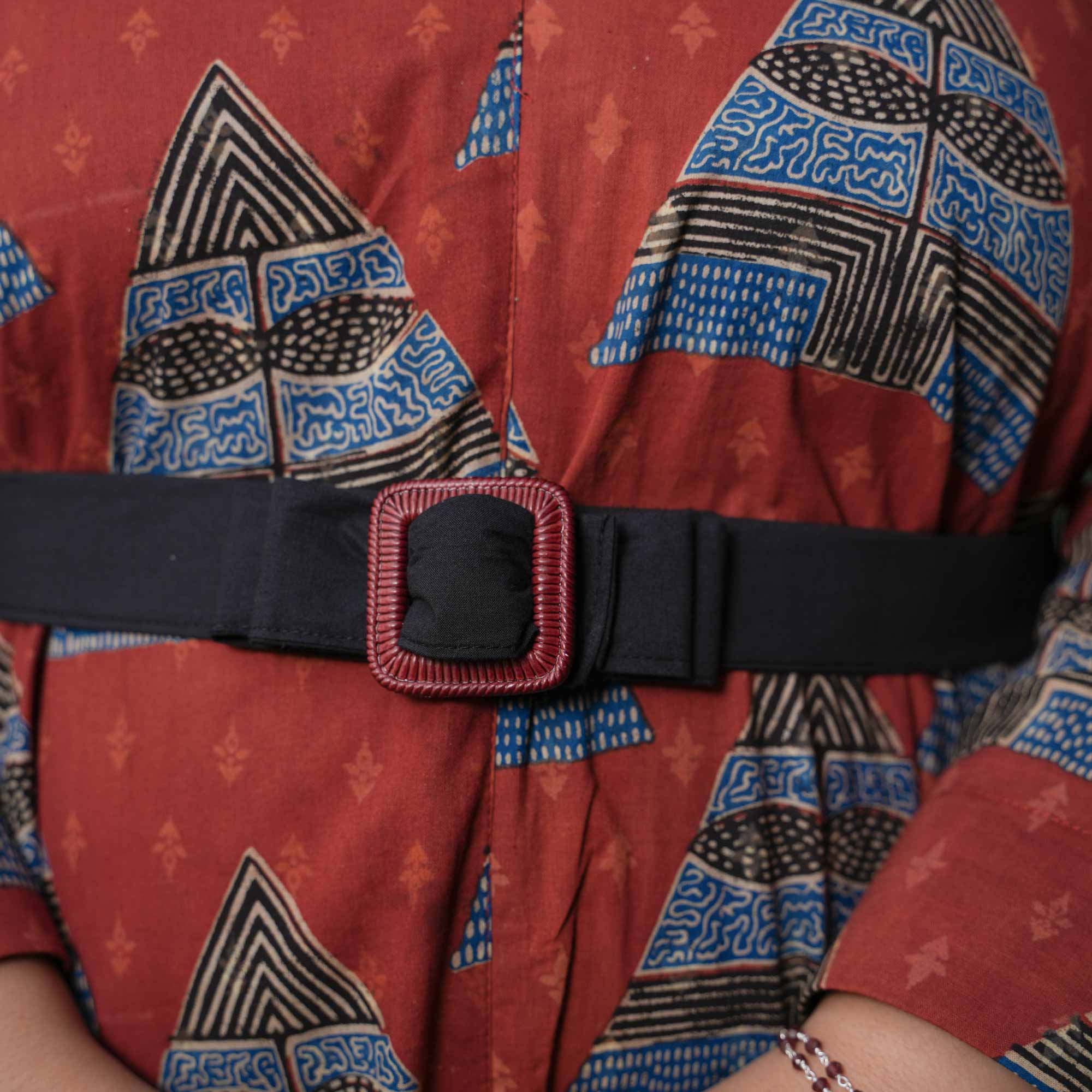 Rouge Triangle Tango Ajrakh Cotton Aline Dress