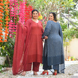Anaar Sa Meetha Handblock Printed Chikankari Suit Set