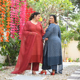 Chand Ka Tukda Handblock Printed Chikankari Suit Set
