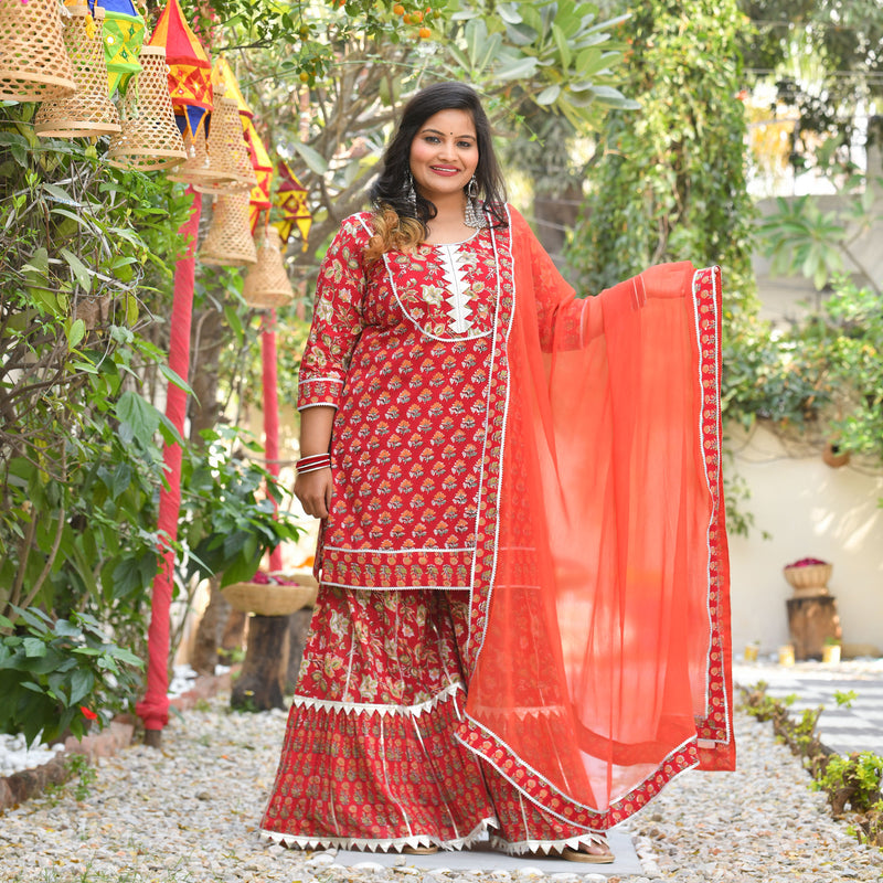 Rose Garden Fusion Gota Sharara Set