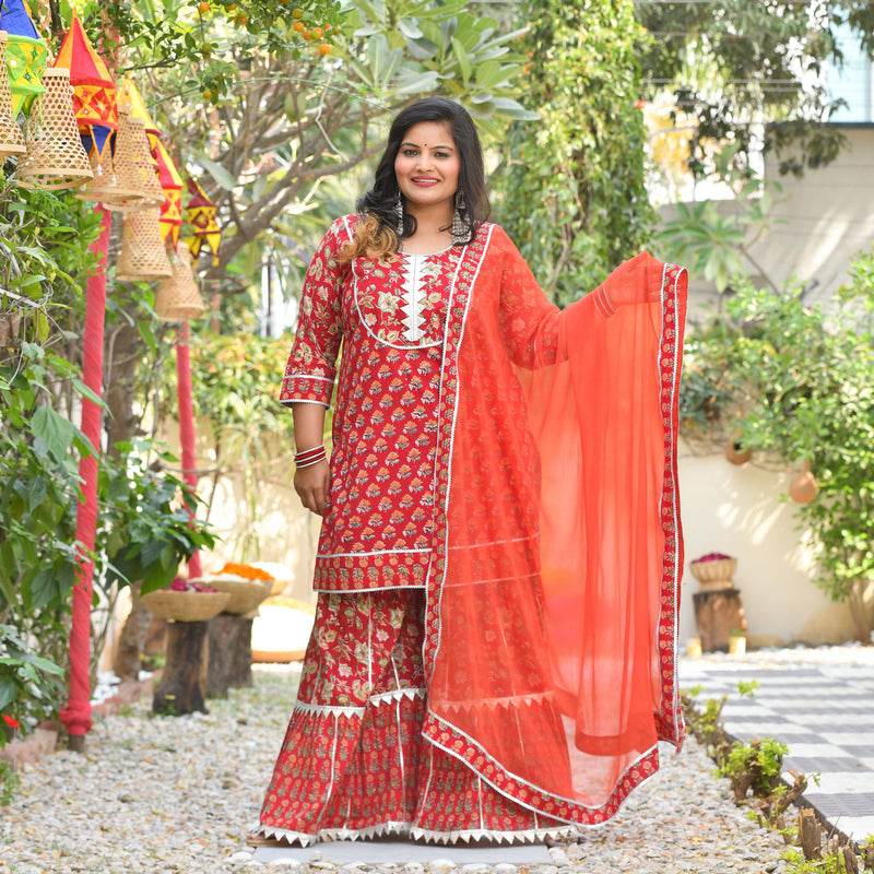 Rose Garden Fusion Gota Sharara Set