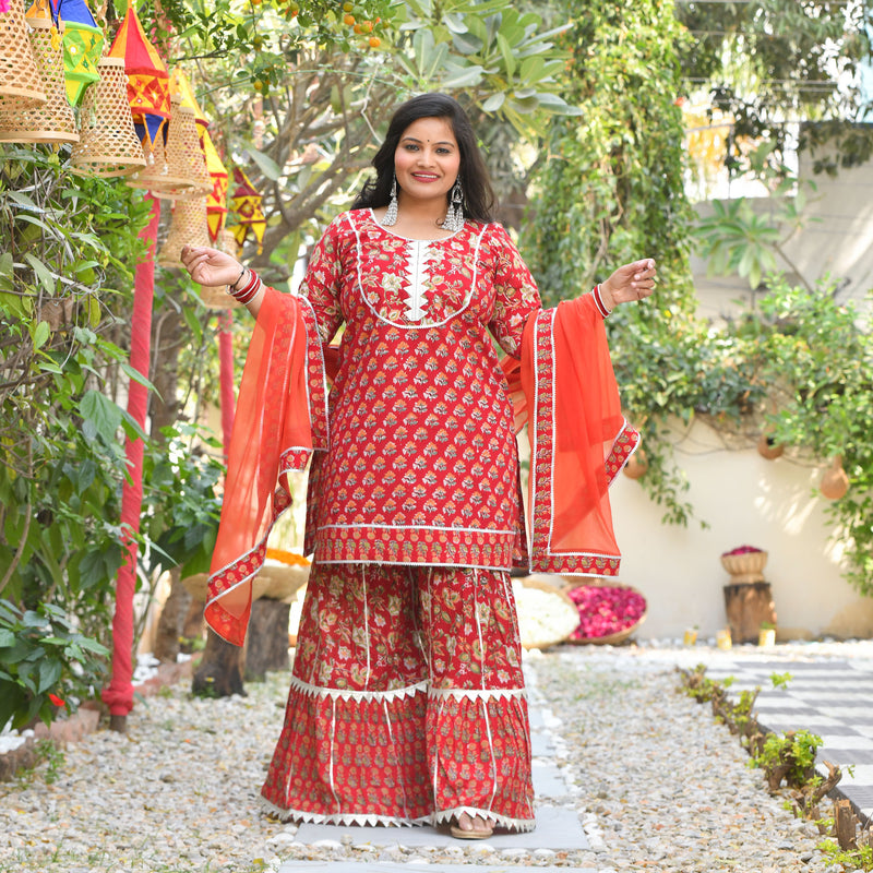 Rose Garden Fusion Gota Sharara Set