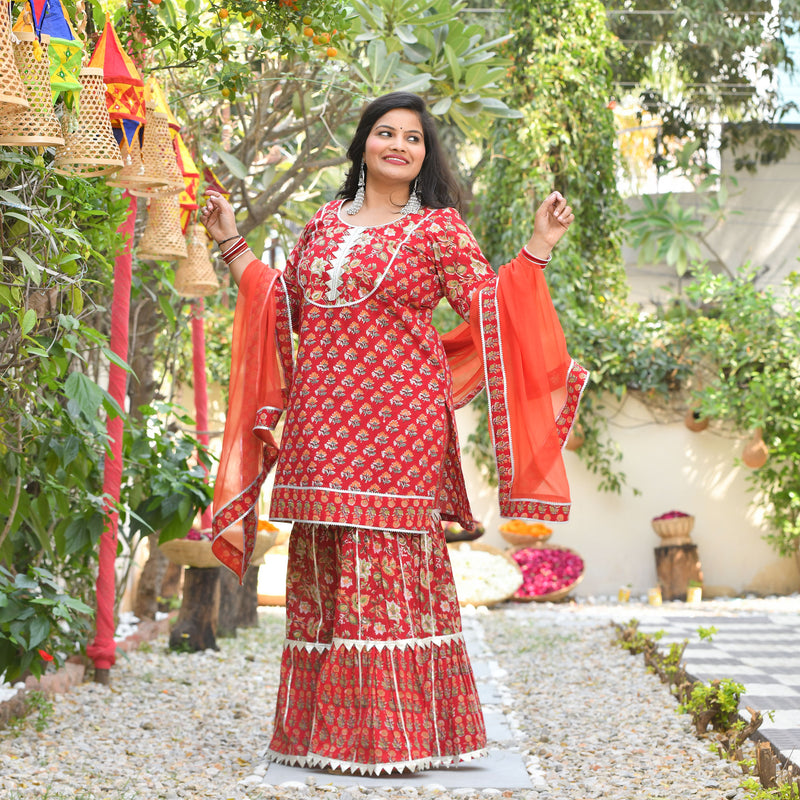 Rose Garden Fusion Gota Sharara Set