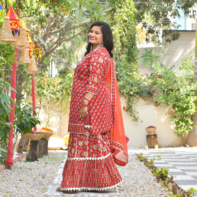 Rose Garden Fusion Gota Sharara Set