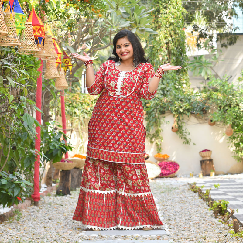 Rose Garden Fusion Gota Sharara Set