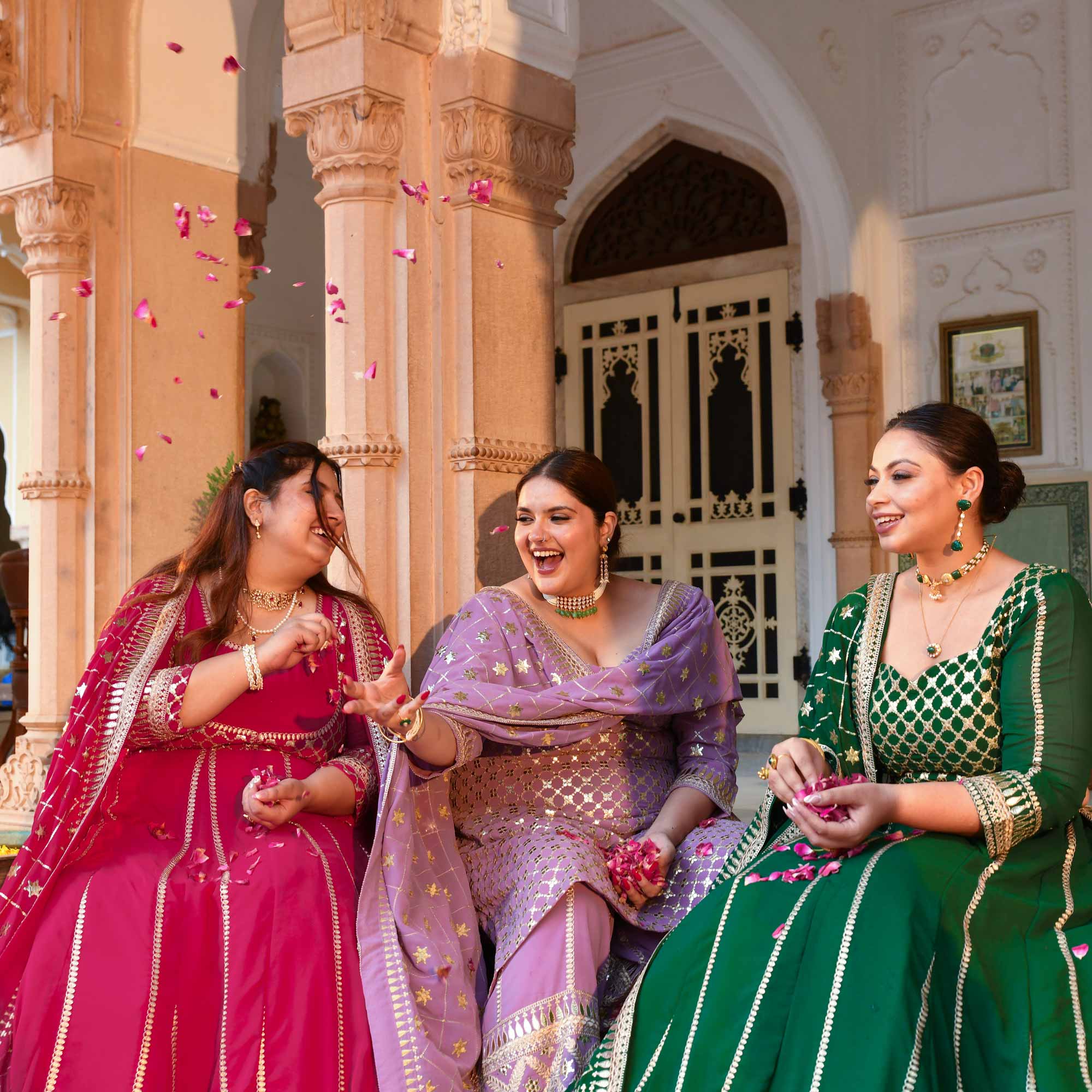 Raas aur Rose - Deep Pink Sequin Embroidered Georgette Anarkali Set