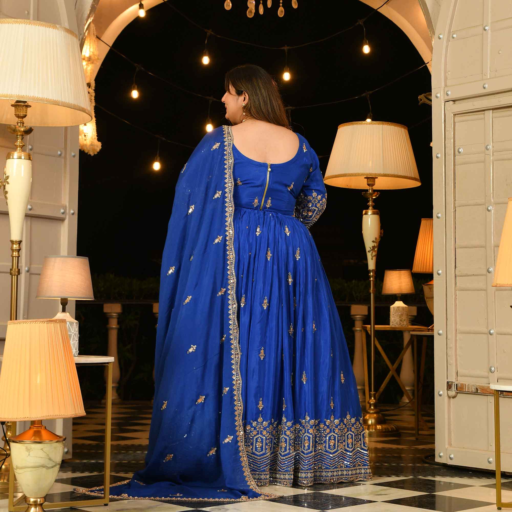 Yeh Raaten- Electric Blue Pure Crepe Cutdana Embroidered Lehenga Set