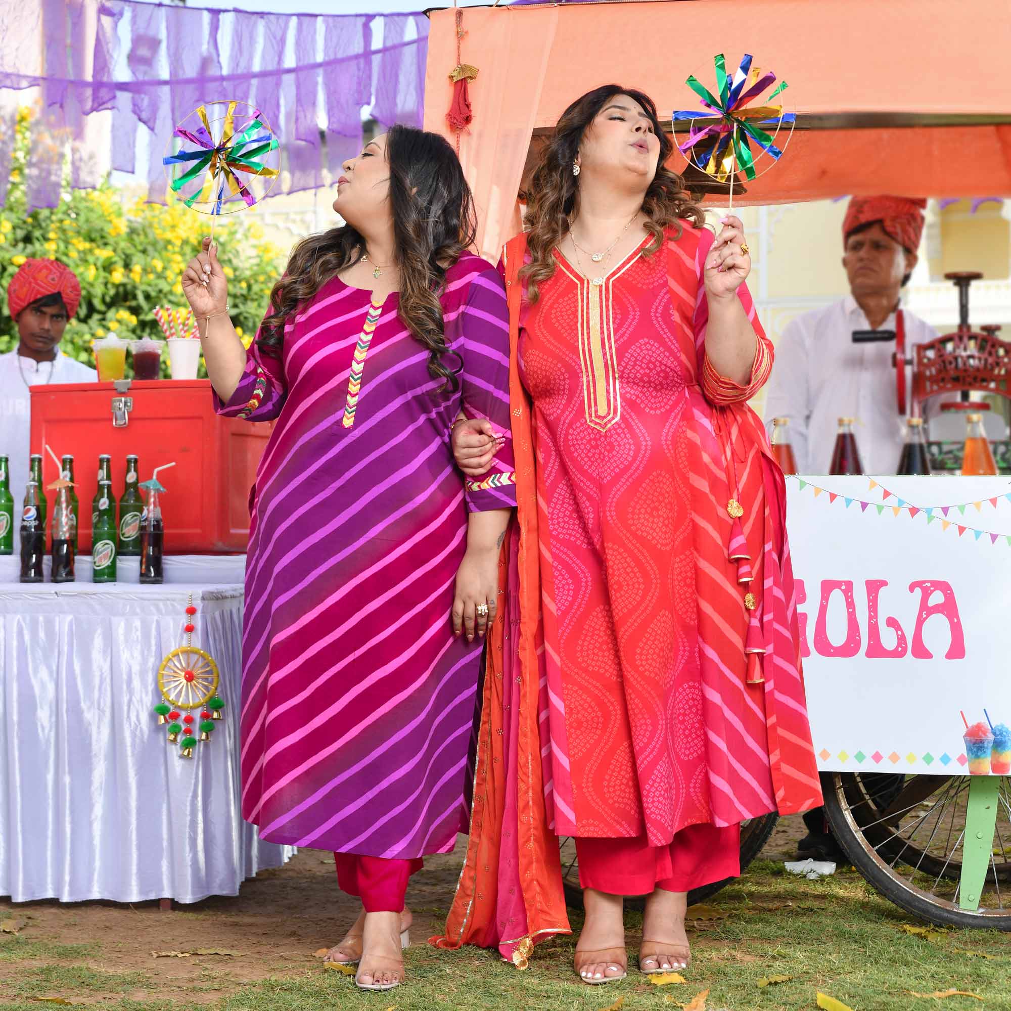 Falsa Masala- Plum & Wine Leheriya Printed Pure Cotton Kurta