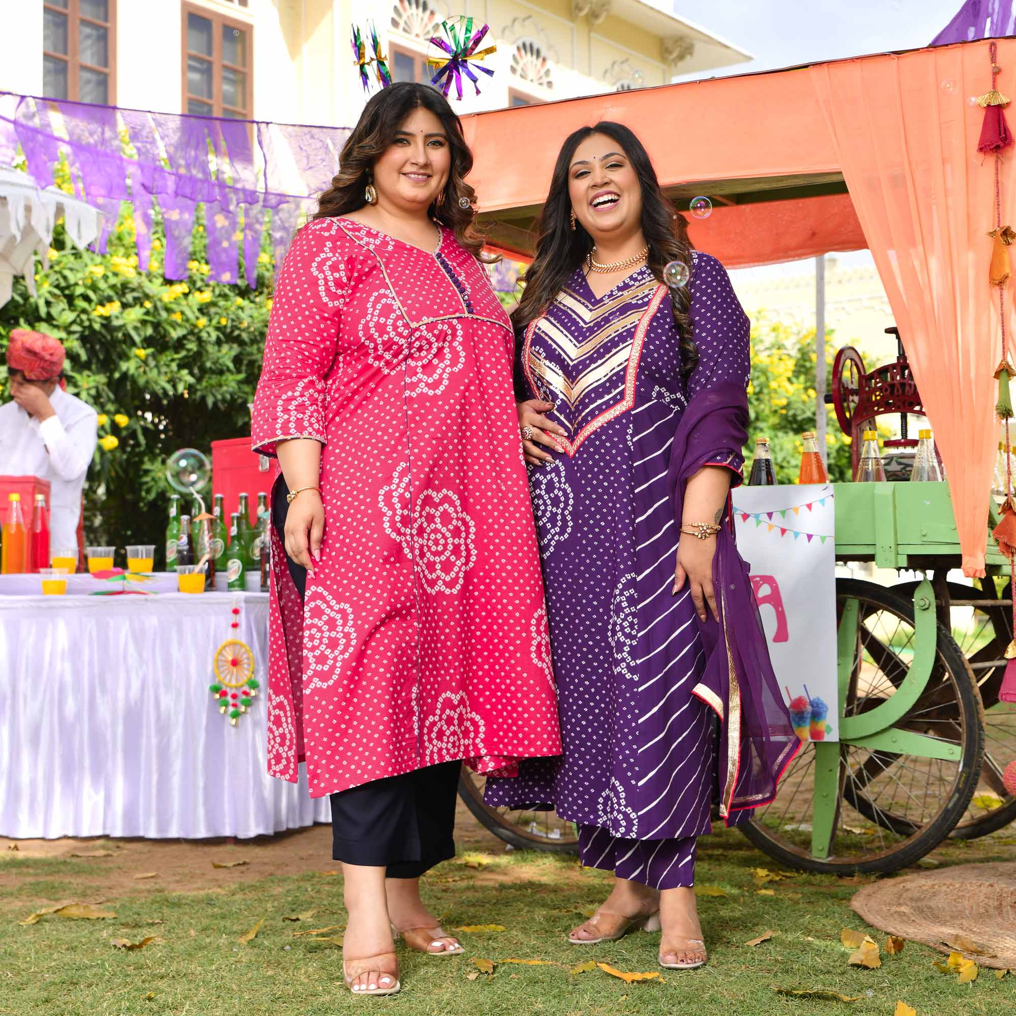 Kala Khatta- Deep Purple Bandhani Leheriya Aline Slit Suit Set