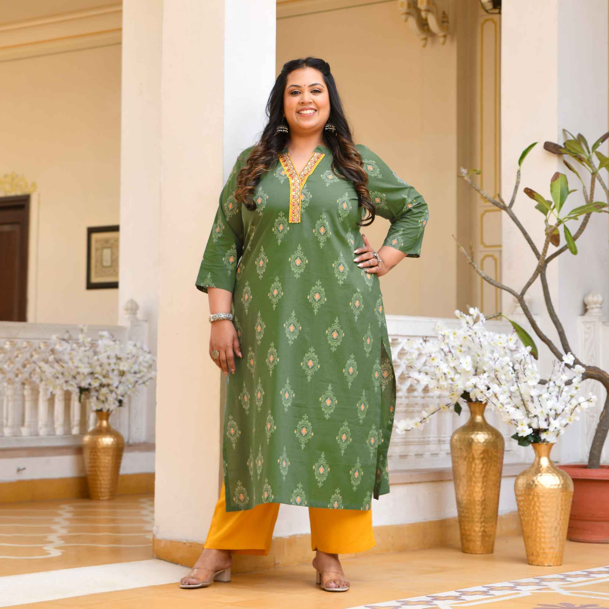 Paan Ice- Green Butta Printed Pure Cotton Kurta
