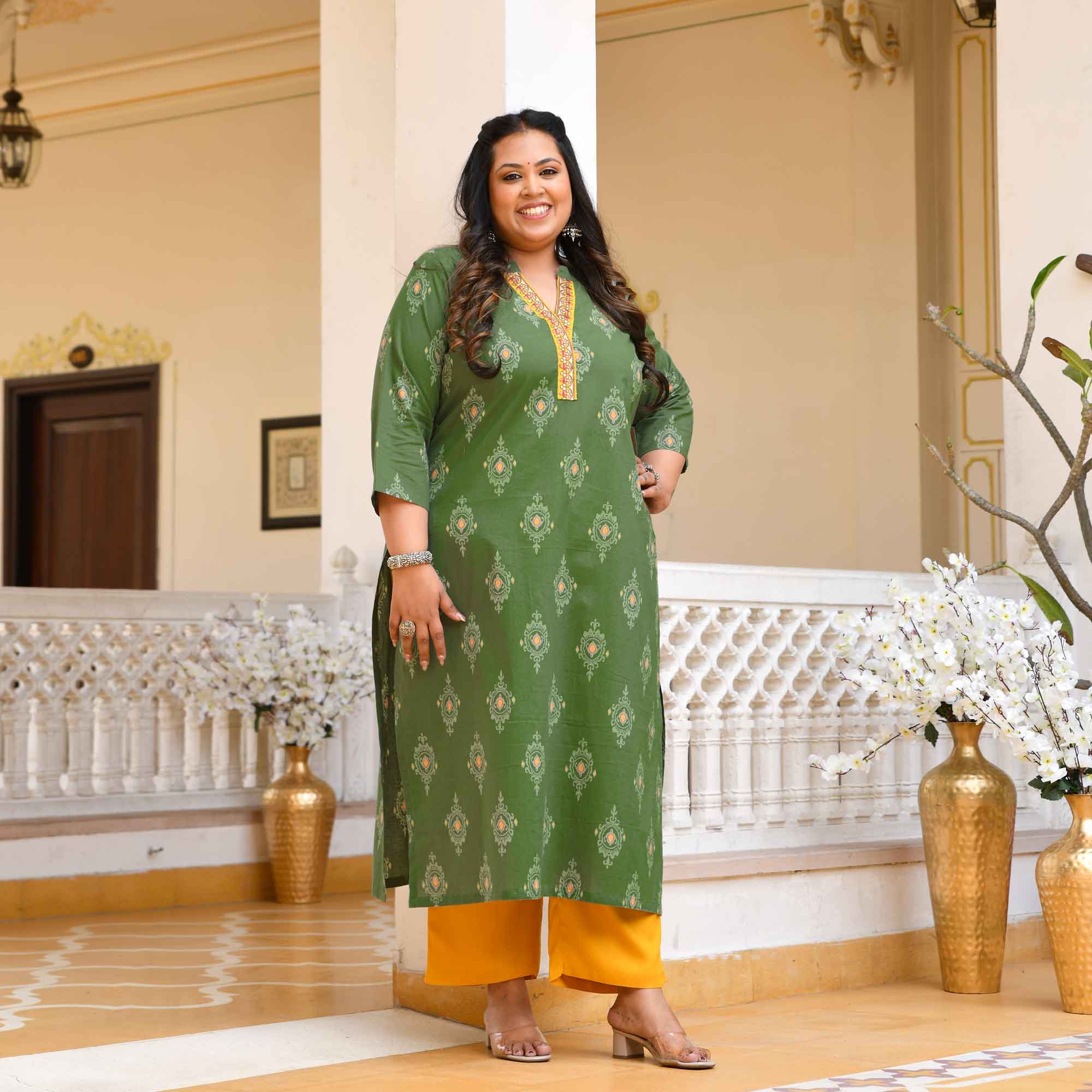 Paan Ice- Green Butta Printed Pure Cotton Kurta