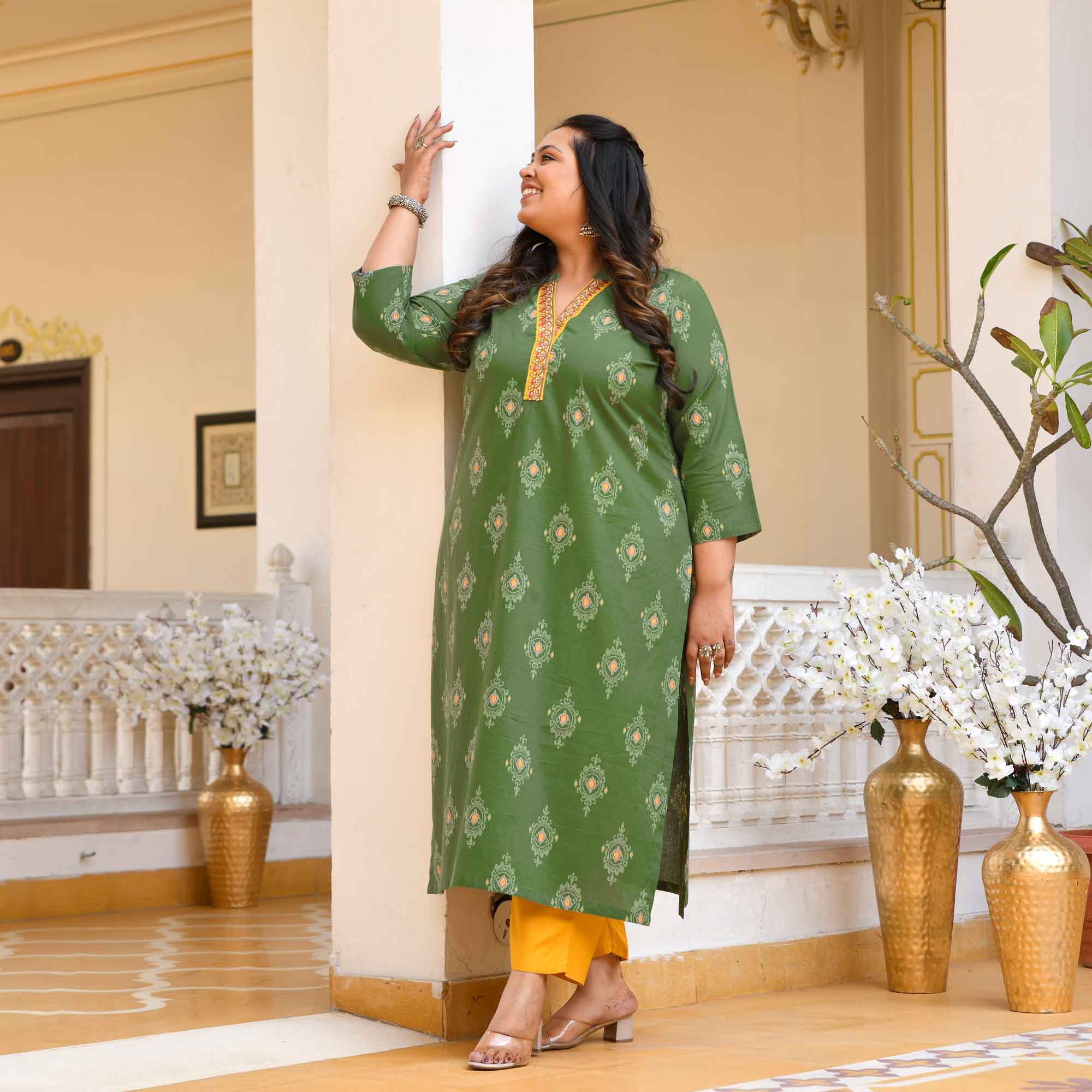Paan Ice- Green Butta Printed Pure Cotton Kurta