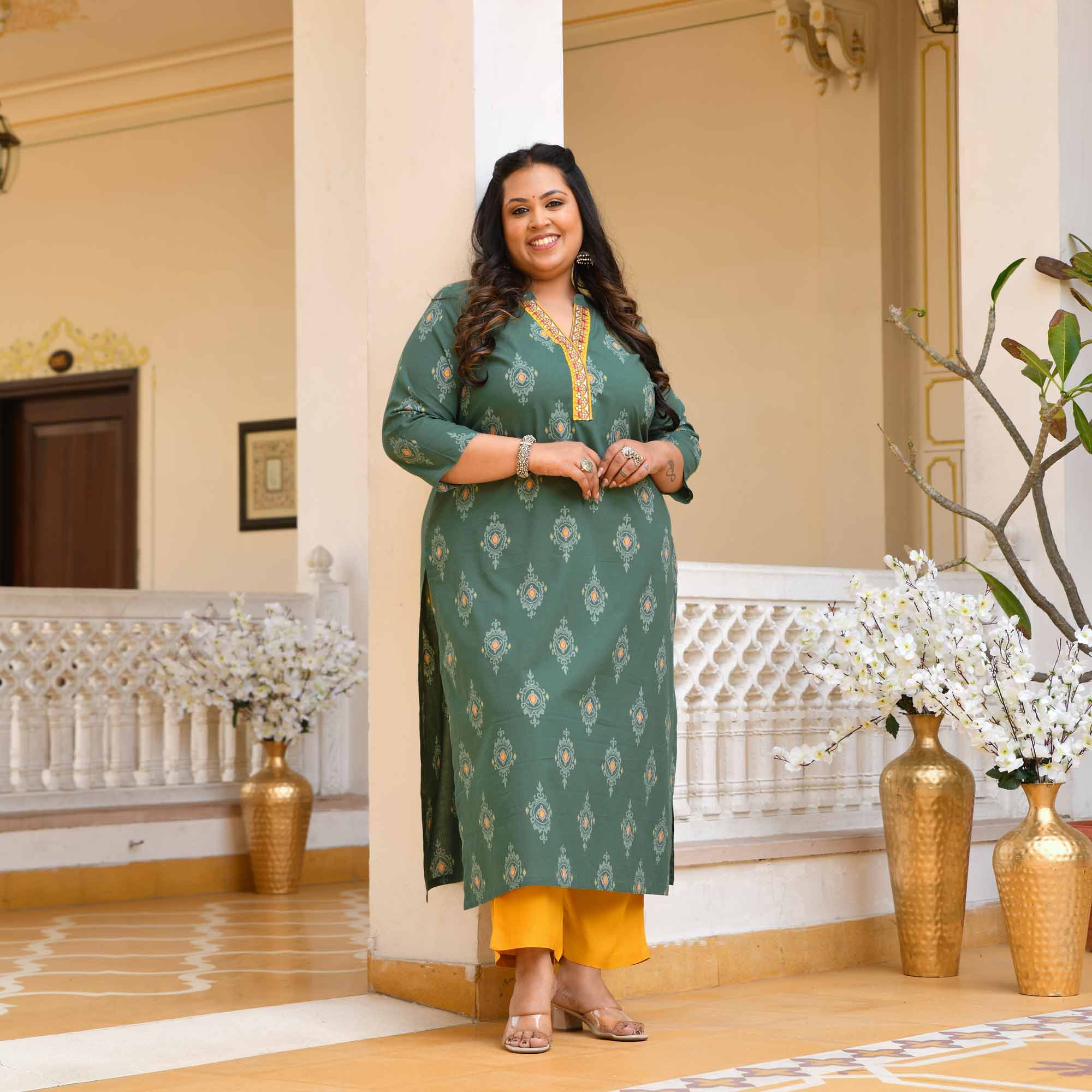 Paan Ice- Green Butta Printed Pure Cotton Kurta