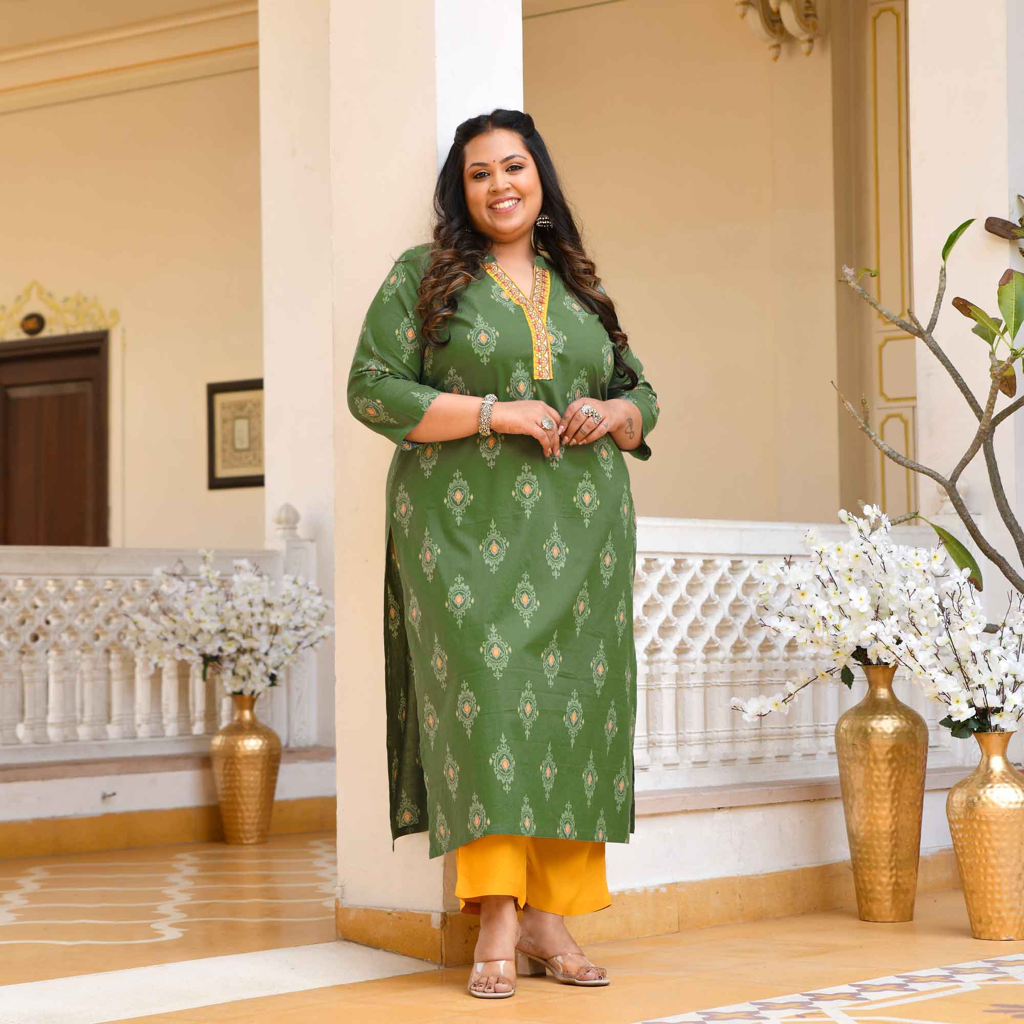 Paan Ice- Green Butta Printed Pure Cotton Kurta