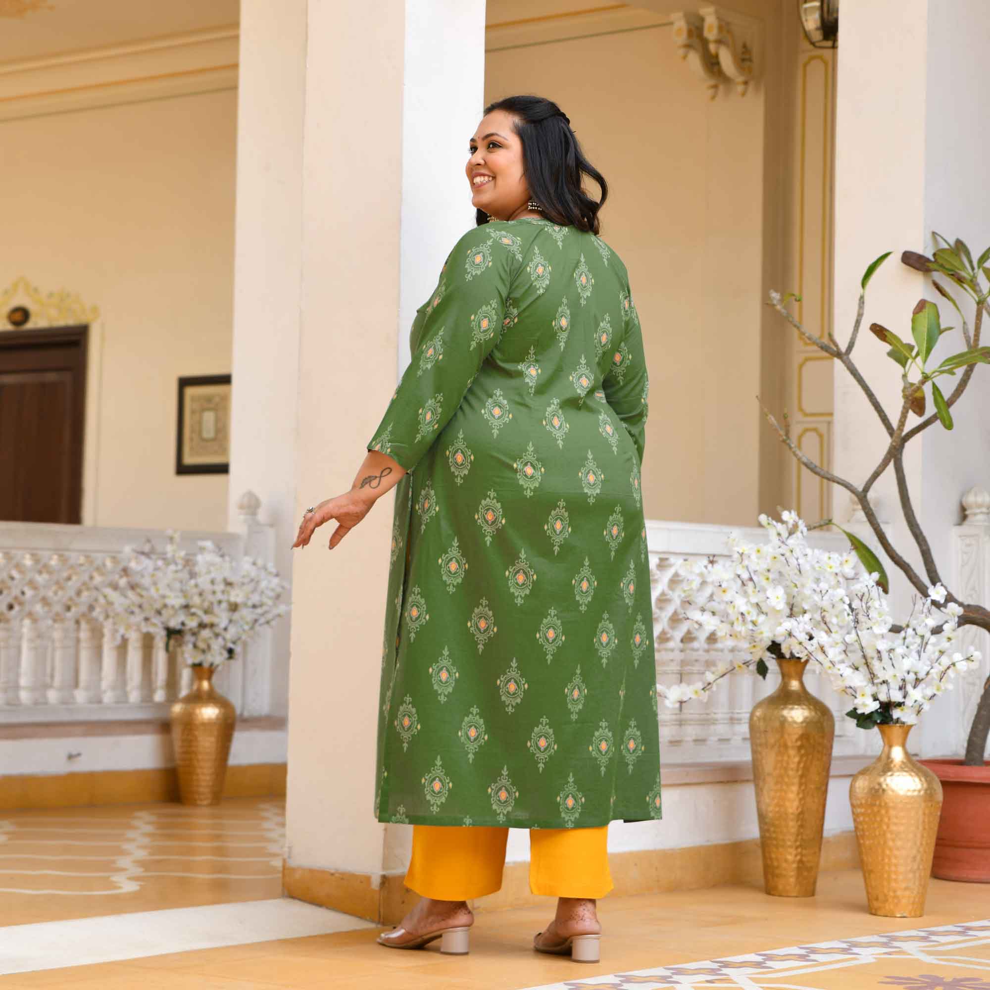 Paan Ice- Green Butta Printed Pure Cotton Kurta