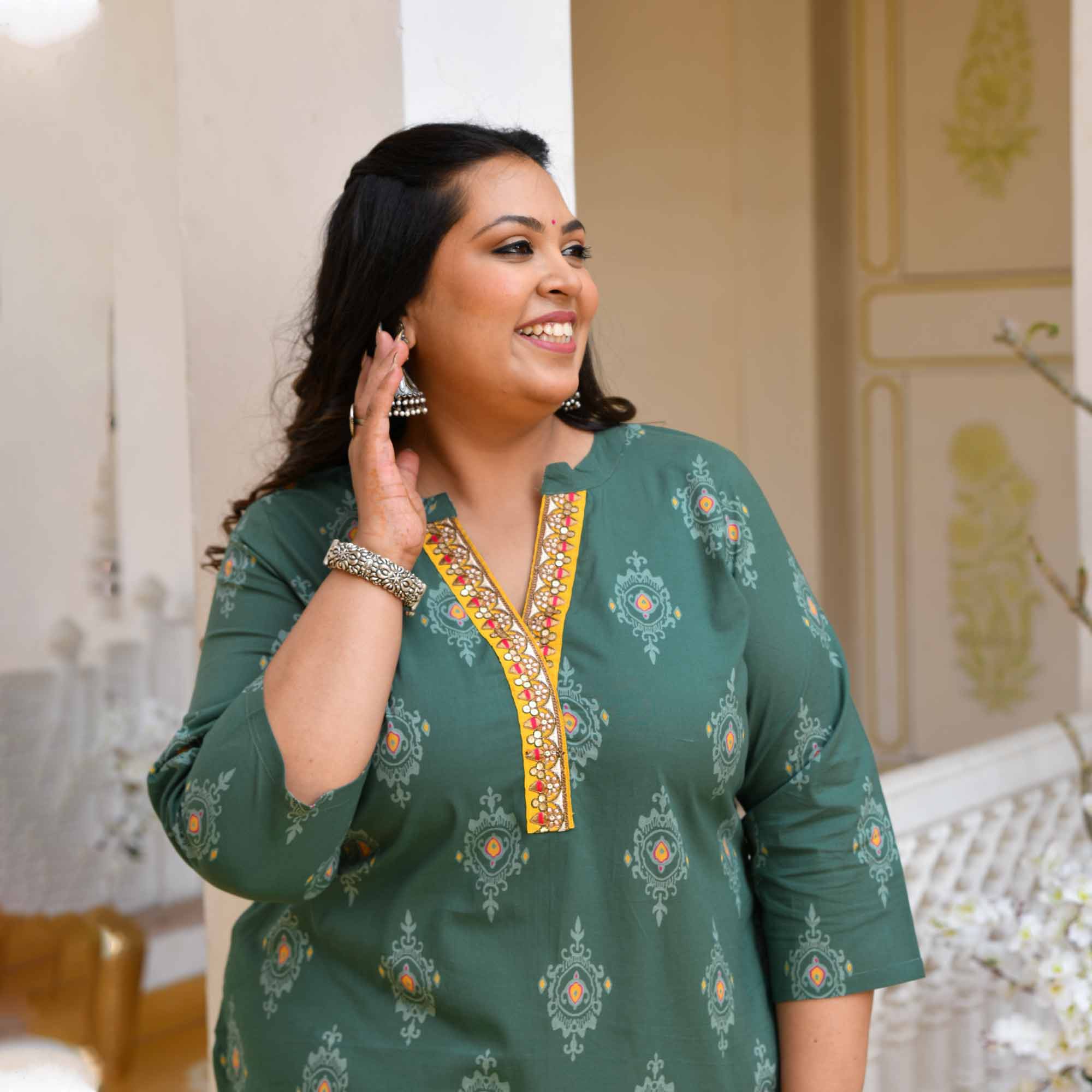 Paan Ice- Green Butta Printed Pure Cotton Kurta