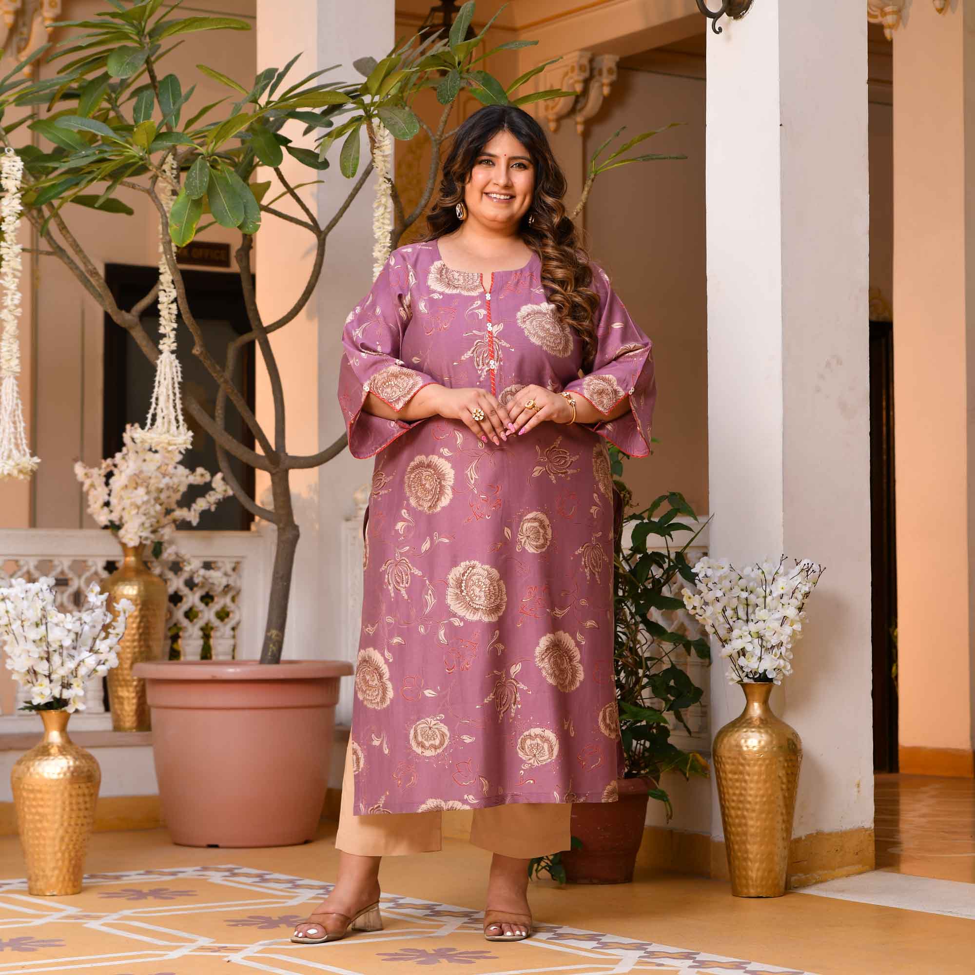 Mishri- Pearly Purple Floral Print Modal Viscose Ble