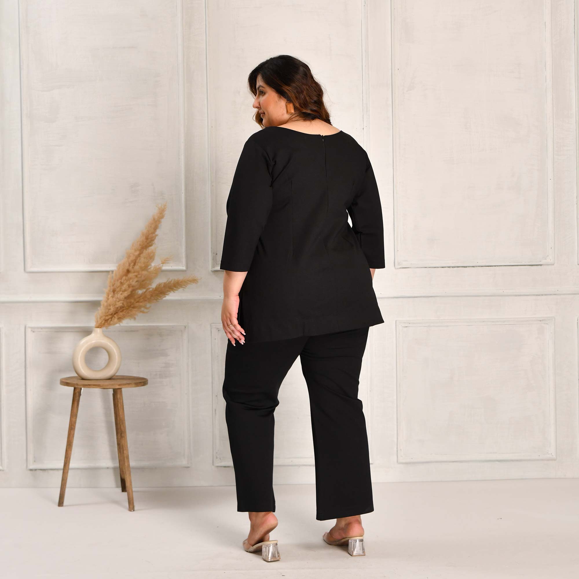 Grace- Black Fine Cotton Lycra Pintuck Top