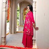 Glam in Pink Sequin Embroidered Cape Dress