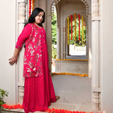 Glam in Pink Sequin Embroidered Cape Dress