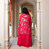 Glam in Pink Sequin Embroidered Cape Dress