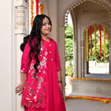 Glam in Pink Sequin Embroidered Cape Dress