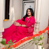 Glam in Pink Sequin Embroidered Cape Dress