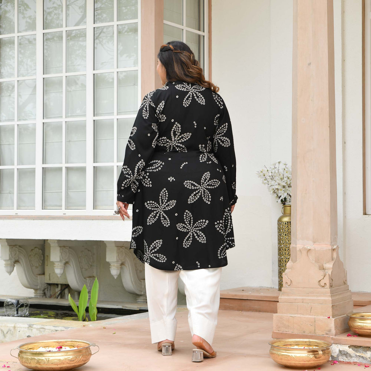 Emma- Black Bandhani Rayon Cotton Farshi Set