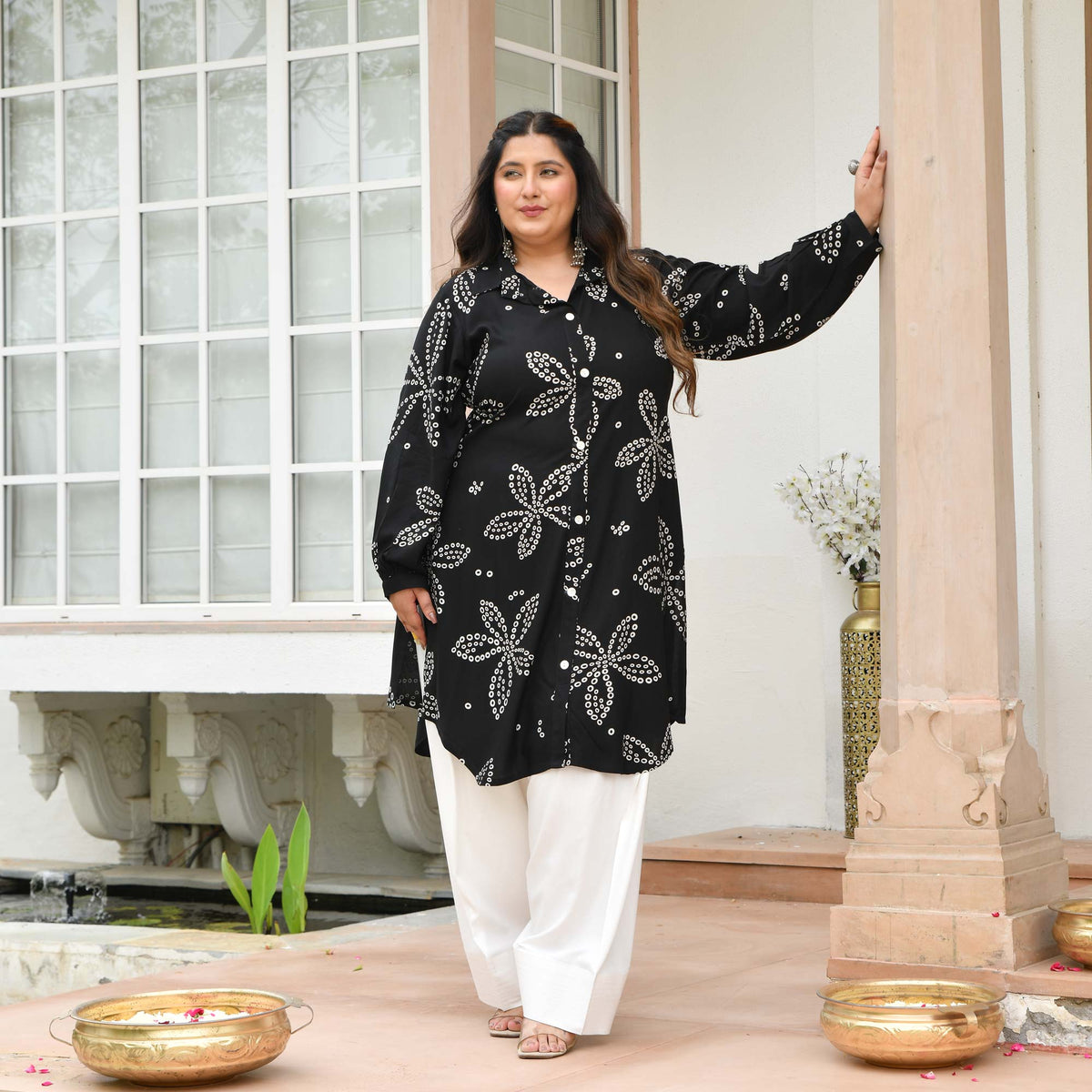 Emma- Black Bandhani Rayon Cotton Farshi Set