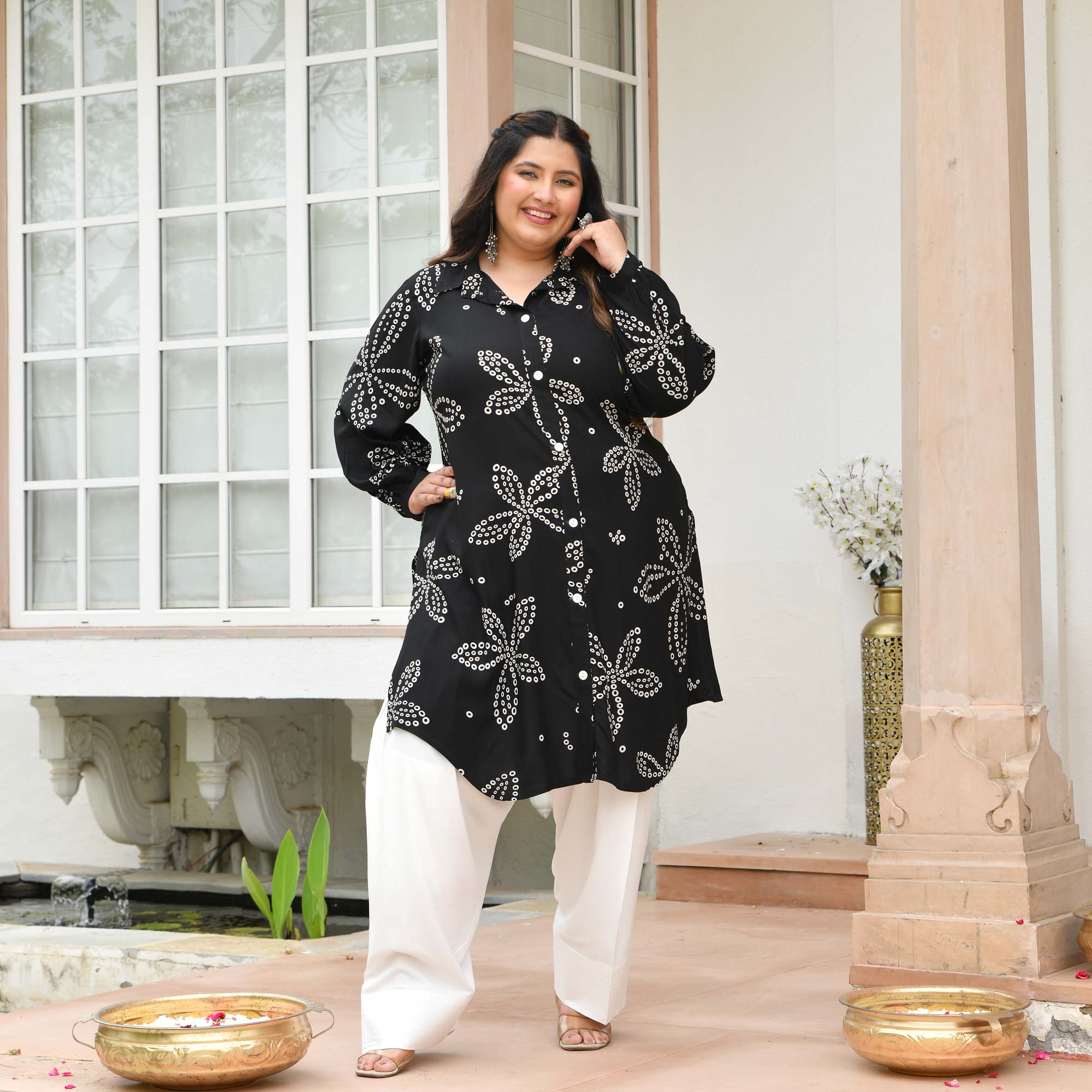 Emma- Black Bandhani Rayon Cotton Farshi Set