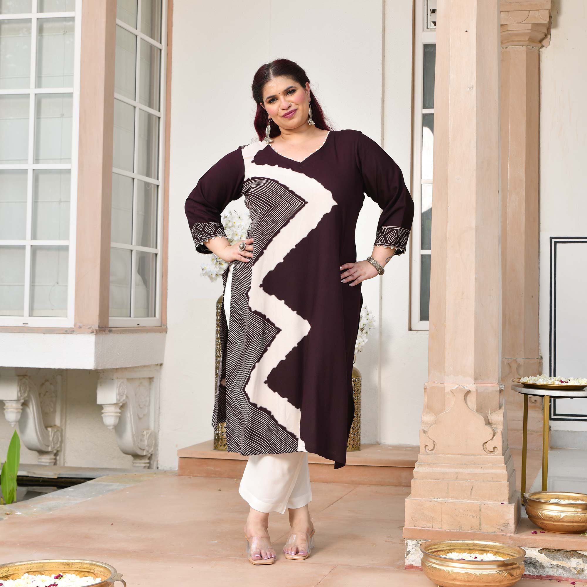 Sushi- Cola Geometrical Print Rayon Cotton Kurta