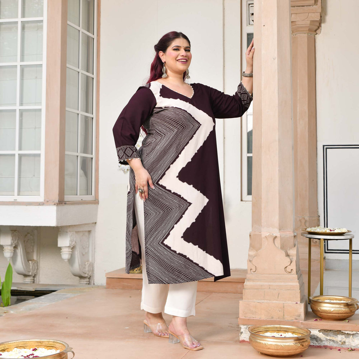 Sushi- Cola Geometrical Print Rayon Cotton Kurta