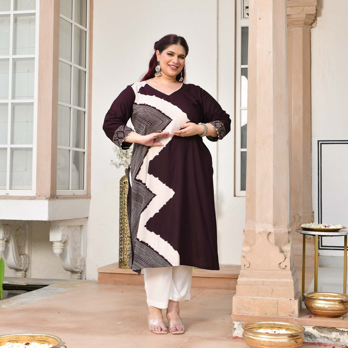 Sushi- Cola Geometrical Print Rayon Cotton Kurta