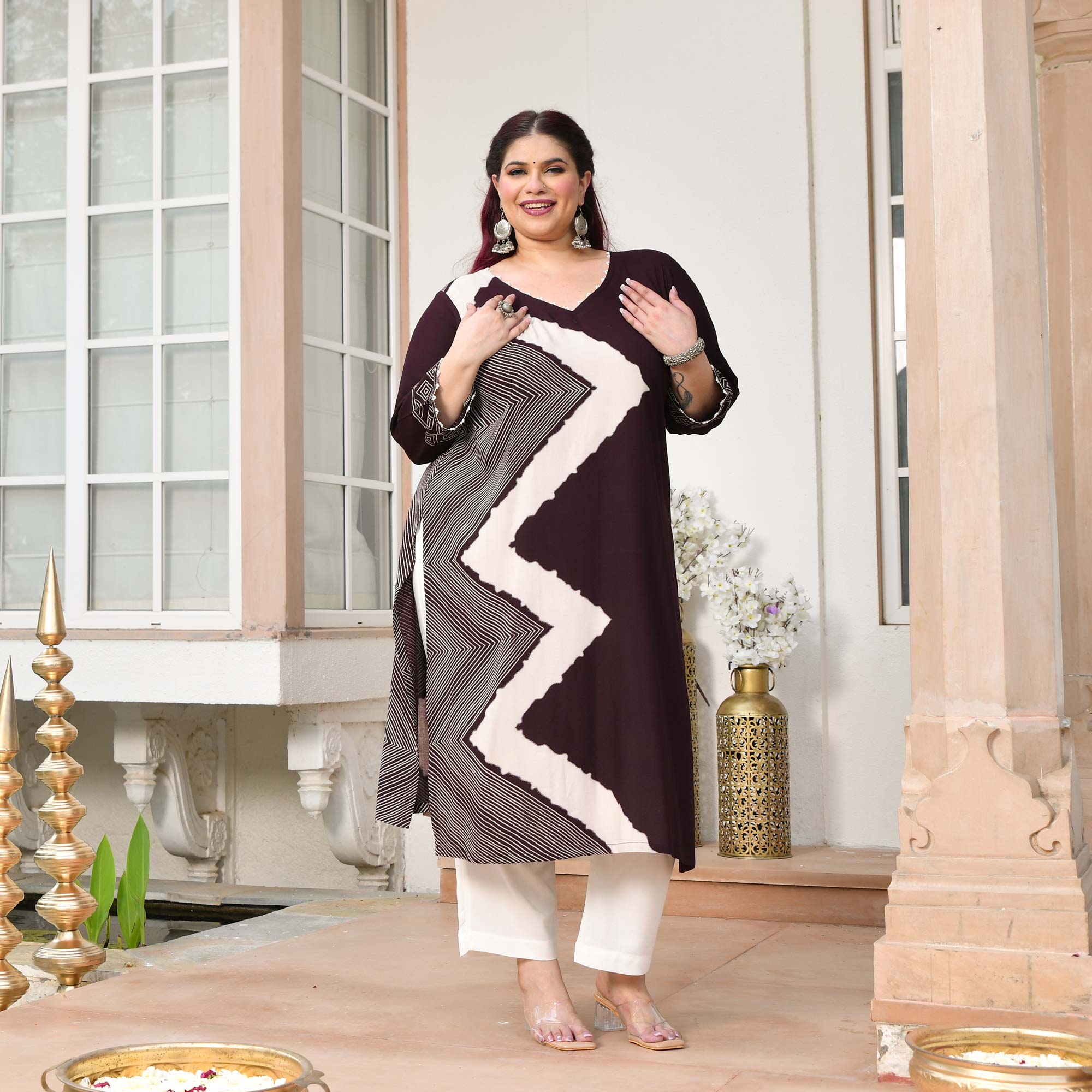 Sushi- Cola Geometrical Print Rayon Cotton Kurta