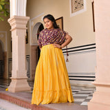 Wine & Sunshine Position Printed Lehenga Set