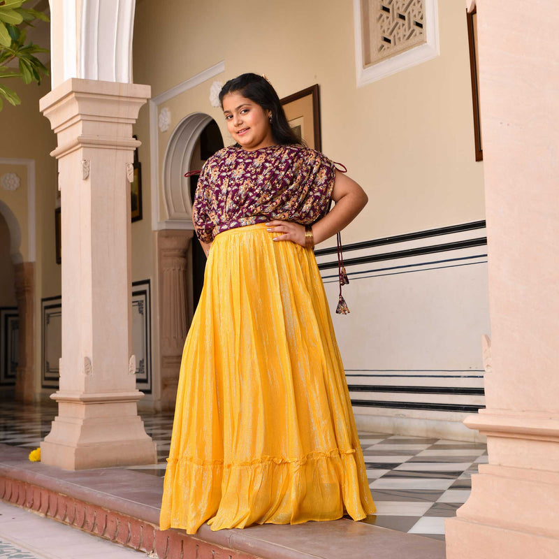 Wine & Sunshine Position Printed Lehenga Set