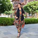Bloom In Black Floral Modal Co-ord Set With Dupatta