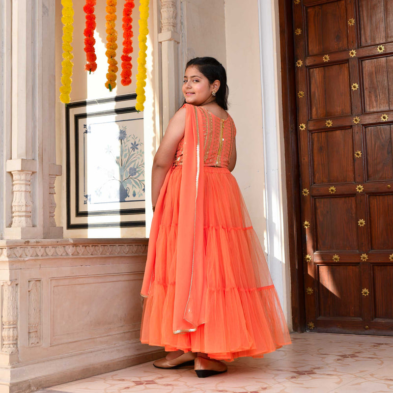 Poppy Passion Sequin Embroidered Net Lehenga Set