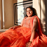 Poppy Passion Sequin Embroidered Net Lehenga Set
