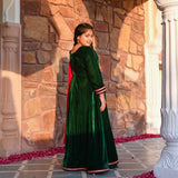 Lush Green & Red Velvet Anarkali Set